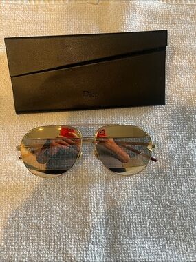 Dior Gold and Mirrored Split Lens Pilot Sunglasses